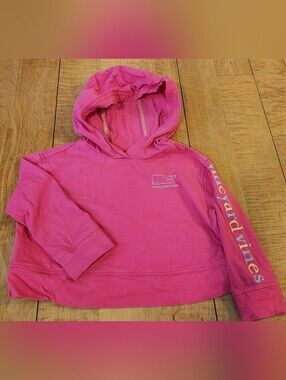 Vineyard Vines Girls Hot Pink Hoodie with Logo Sleeve